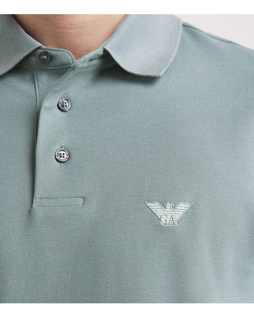 Emporio Armani Blue Cotton Polo Shirt for men