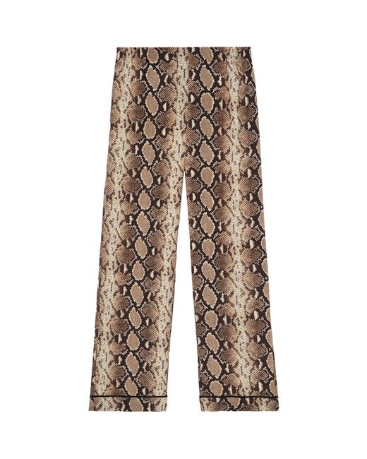 The Kooples Natural Silk Snakeskin Print Trousers