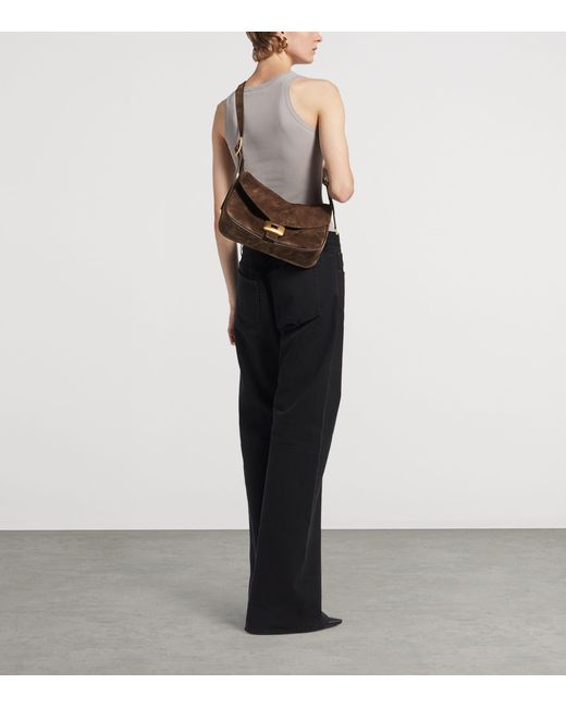 Balenciaga Brown Suede Clicca Shoulder Bag