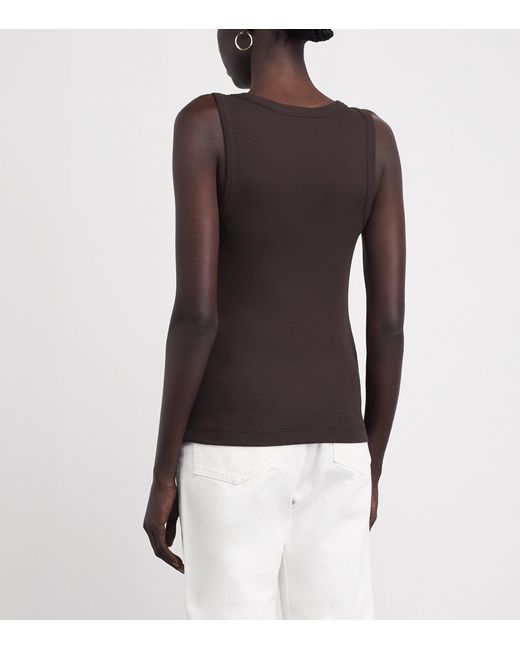ME+EM Black Stretch-Cotton Tank Top