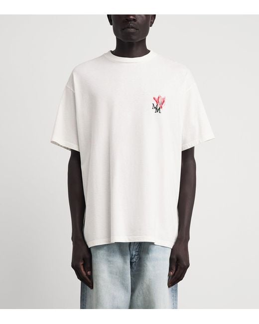 Maison Margiela White Cotton Embroidered Logo T-Shirt for men
