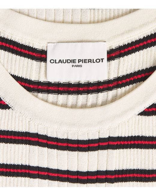Claudie Pierlot White Stripe Midi Knitted Dress
