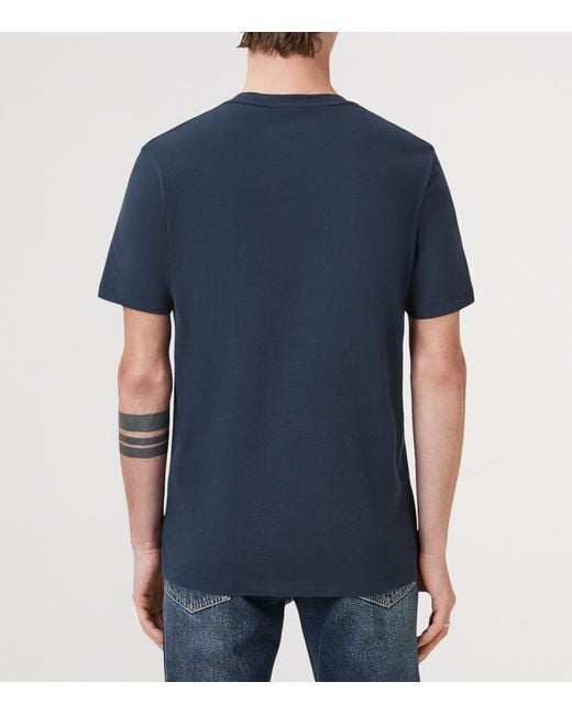 AllSaints Blue Organic Cotton Brace T-Shirt for men