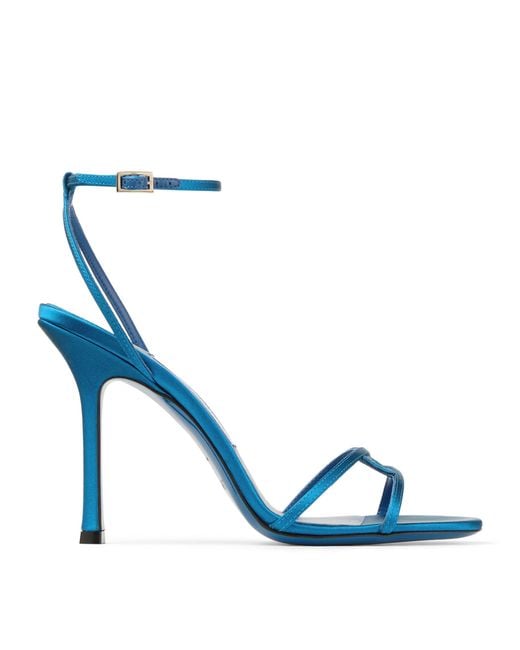 Jimmy Choo Blue 1998 Leo 100 Satin Heeled Sandals