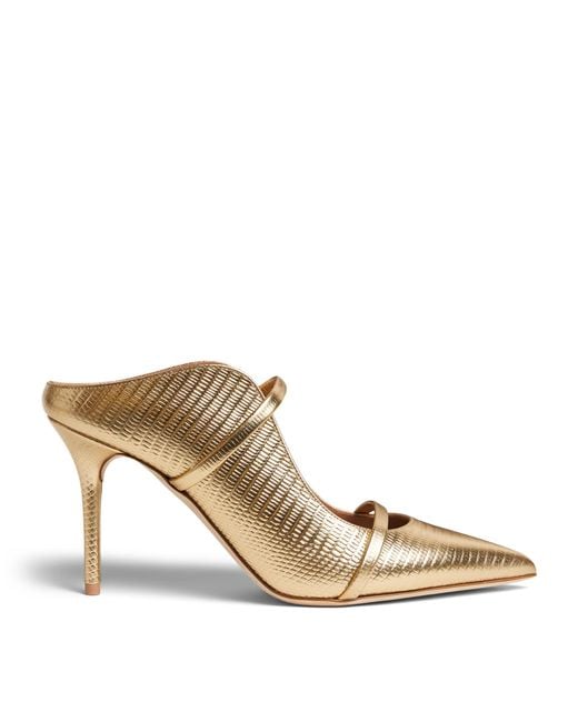 Malone Souliers Natural X Harrods Exclusive Metallic Leather Embossed Maureen Mules 85
