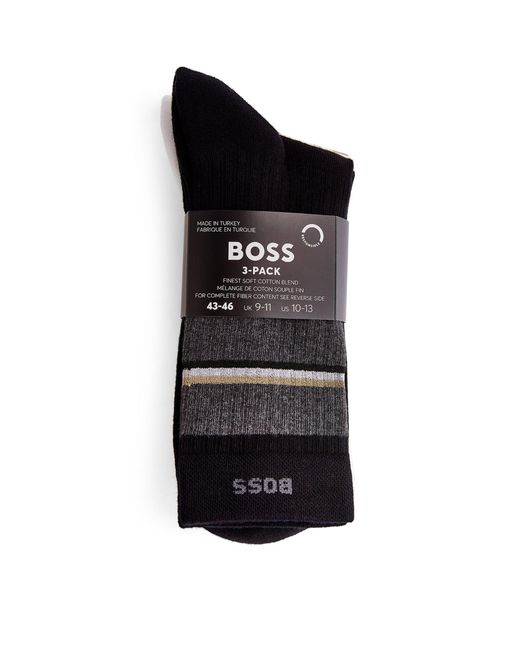 Boss Black Pack Of 3 Striped Socks for men