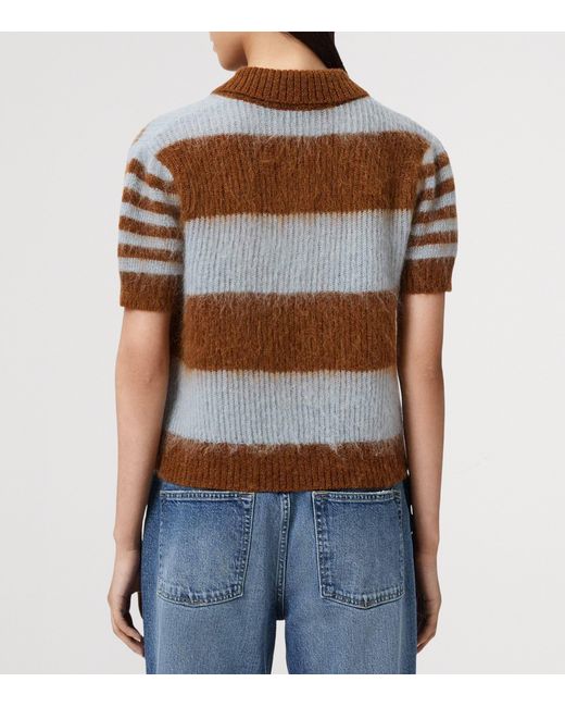 AllSaints Brown Mohair-Wool Clem Polo Sweater