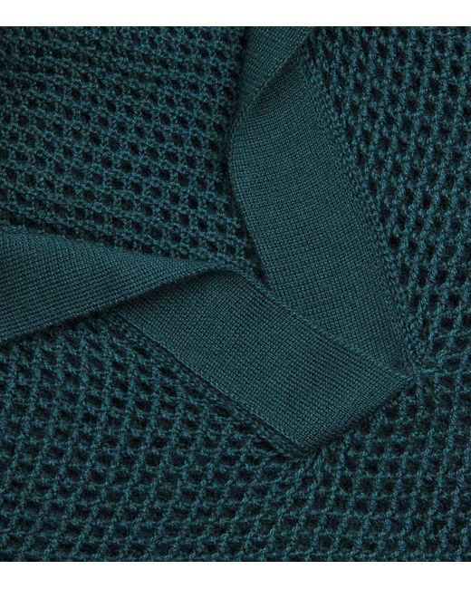 Johnstons Blue Cashmere-Silk Polo Sweater