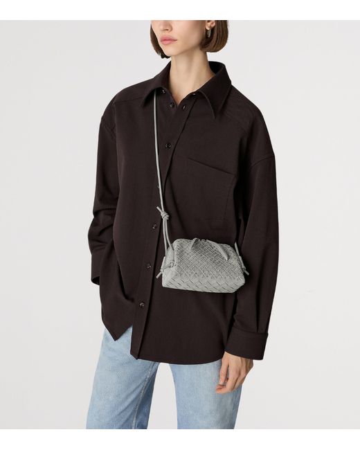 Bottega Veneta Gray Suede Embellished Concert Pouch