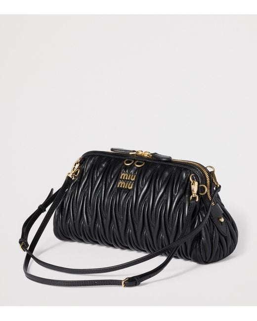 Miu Miu Black Matelassé Leather Clutch Bag