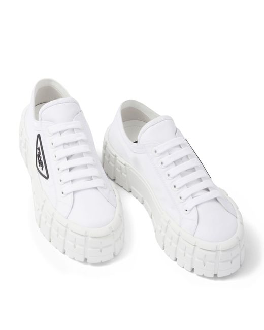 Prada White Double Wheel Sneakers 55