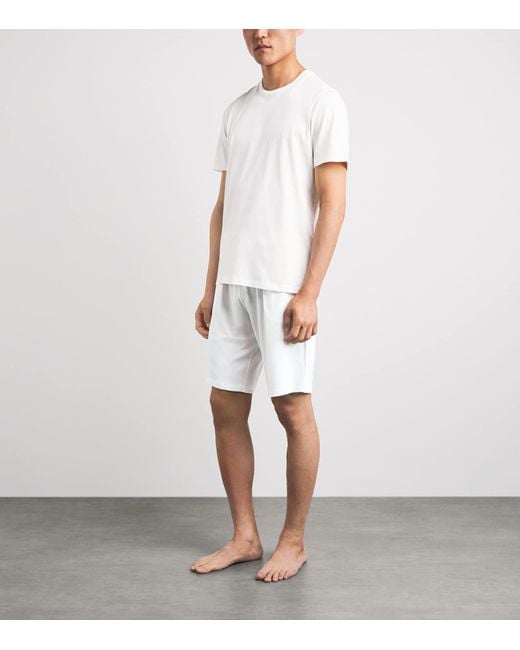 Derek Rose White Micromodal Basel Sweatshorts for men