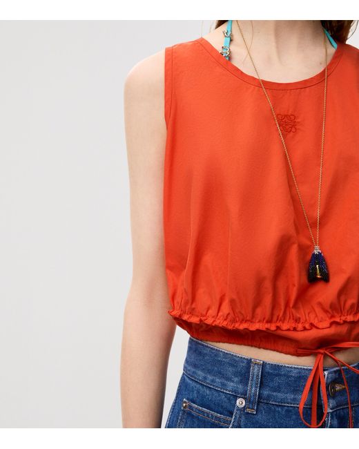 Loewe Red X Paula's Ibiza Cotton-Blend Sleeveless Crop Top