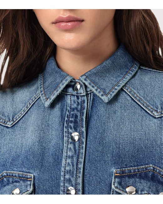 AllSaints Blue Organic Denim Rock Mini Shirt Dress