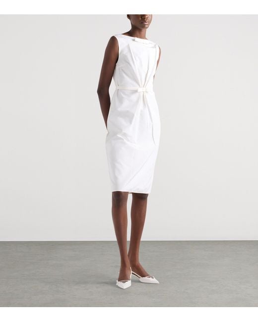 Prada White Silk Faille Midi Dress