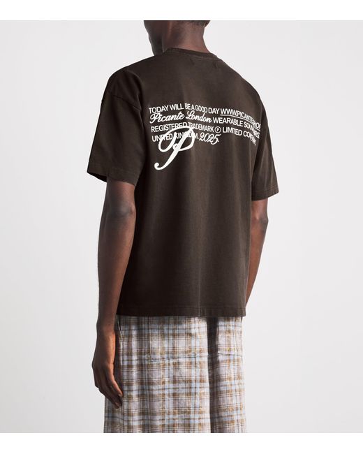 Picante Black Organic Cotton Gallery Logo T-Shirt for men