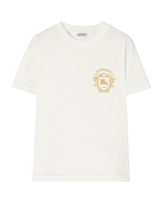 Burberry White Cotton Ekd Crest T-Shirt