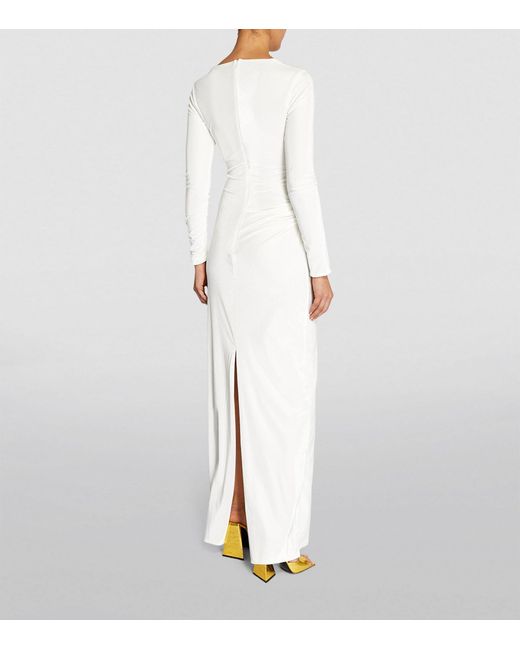 16Arlington White Velvet Ruched Nubria Gown