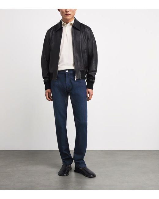 Corneliani Blue Stretch Straight Jeans for men