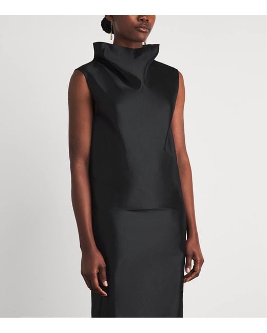 Almada Label Black Silk-Blend Kiera Top