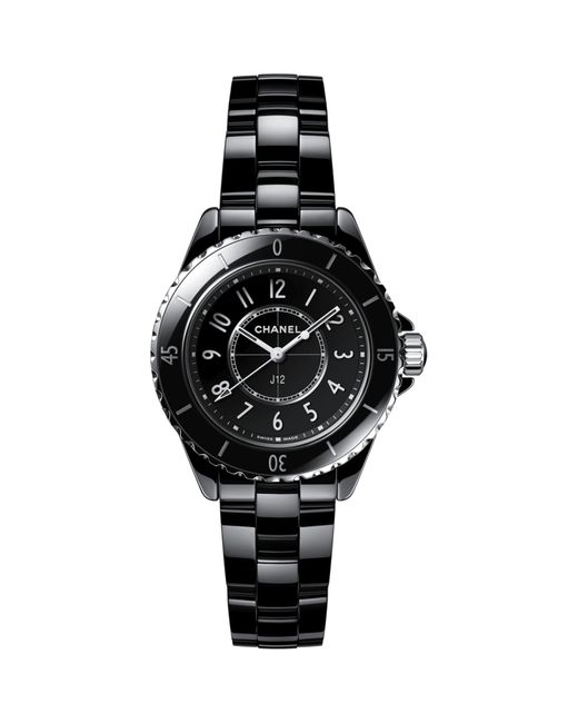 Chanel Black Ceramic And Steel J12 Watch 33mm