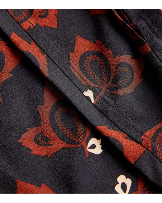 Matteau Red Silk Printed Drawstring Trousers