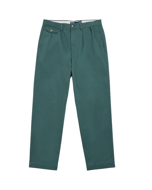 Polo Ralph Lauren Green Cotton Pleated Whitman Chinos for men