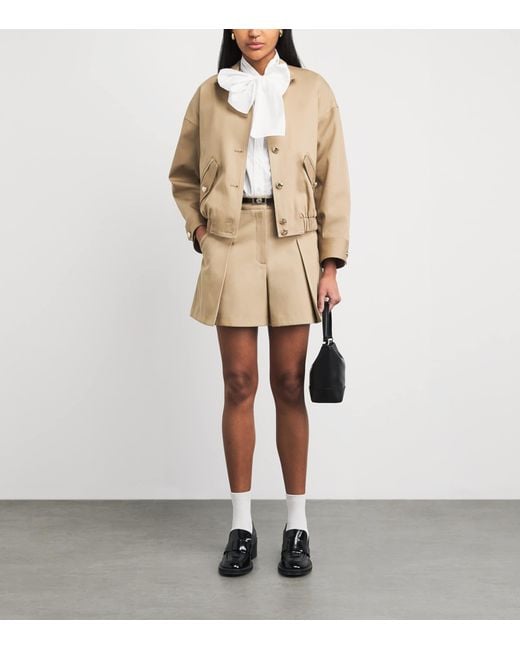 Maje Natural Cotton High-Neck Bomber Jacket