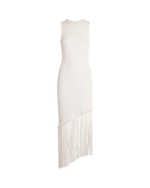 Sandro White Crochet Fringed Midi Dress