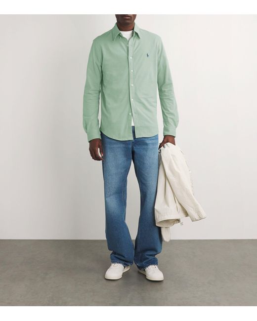 Polo Ralph Lauren Green Cotton Featherweight-mesh Shirt