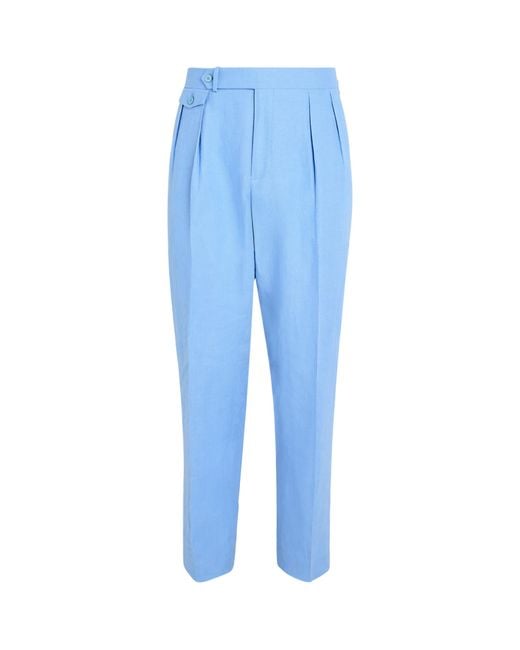 Polo Ralph Lauren Blue Linen Pleated Suit Trousers for men