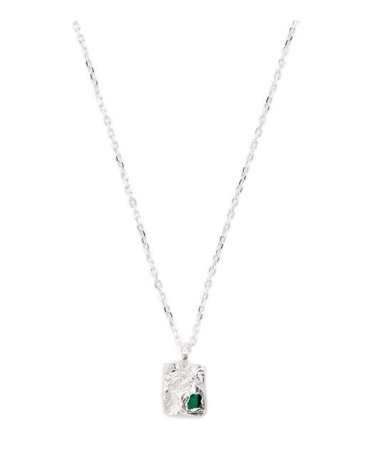 The Ouze Metallic Sterling And Emerald Bayliss Necklace for men