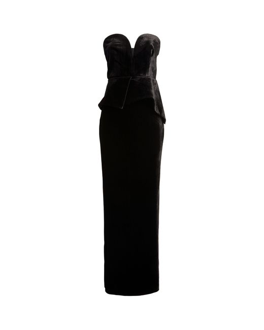 Roland Mouret Black Velvet Strapless Gown