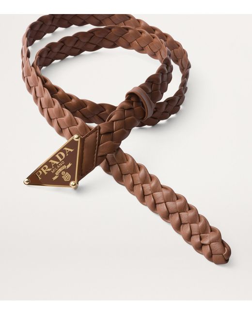 Prada Brown Nappa Leather Braided Belt
