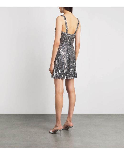 Jenny Packham Gray Embellished Jupiter Mini Dress