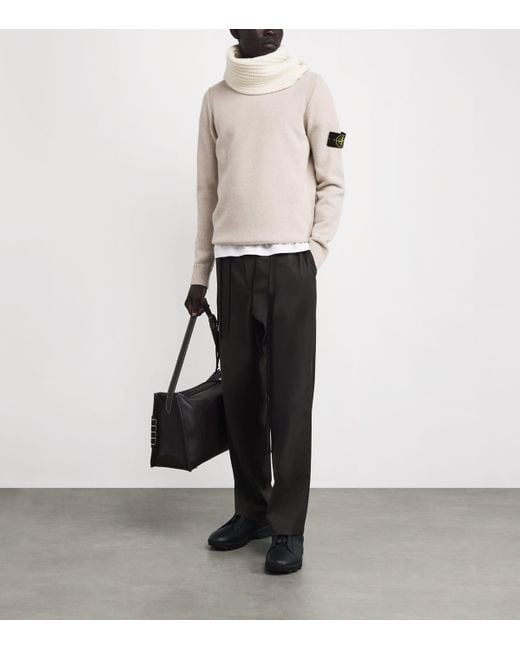 Stone Island White Lambswool-Blend Sweater for men