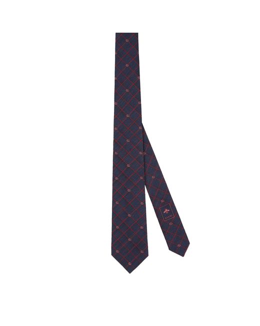 Gucci Blue Silk Double G Tie for men