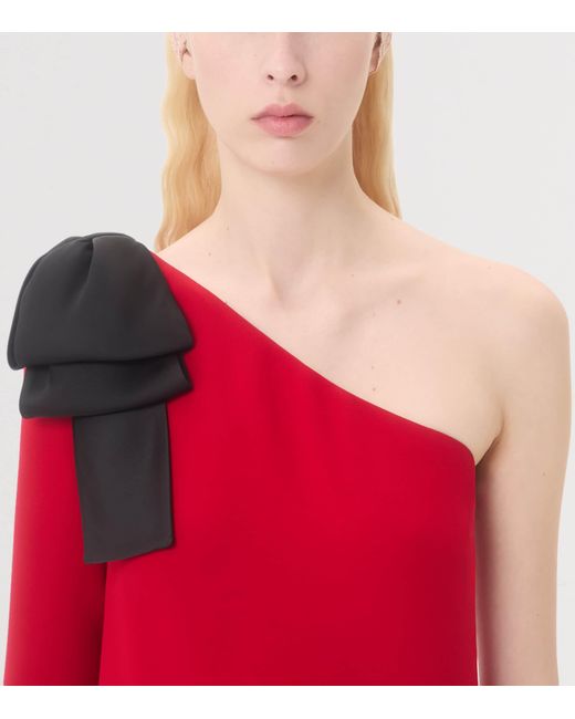 Valentino Red Silk One-Shoulder Gown