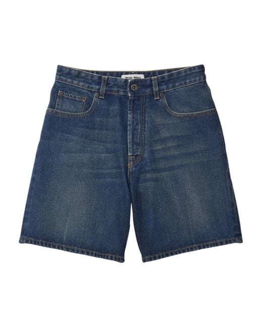 Miu Miu Blue Denim Bermuda Shorts