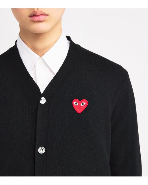 COMME DES GARÇONS PLAY Black Wool Heart Cardigan for men