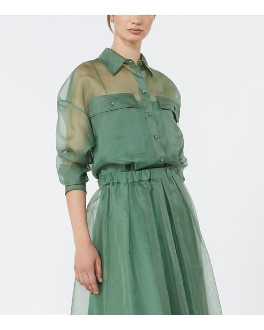 Weekend by Maxmara Green Silk Organza Shirt