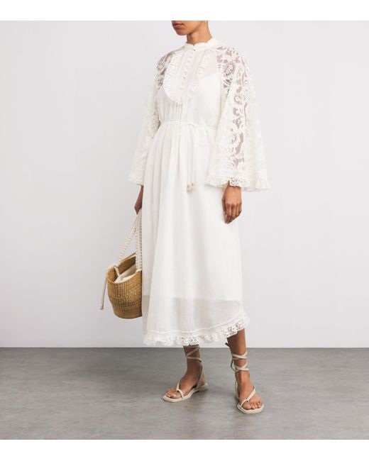 Zimmermann White Lace Ascension Midi Dress