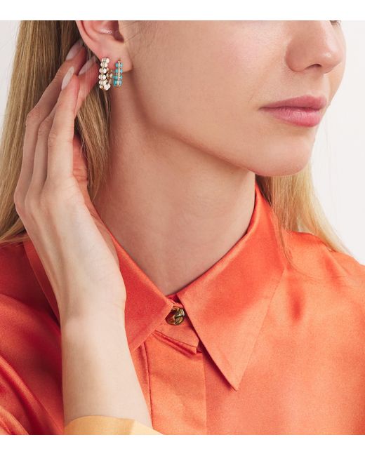 L'Atelier Nawbar Blue And Diamond Atoms Hoop Earrings