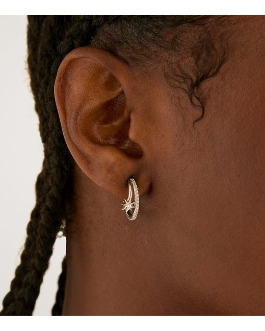 Astrid & Miyu White Rhodium-Plated Sterling And Cubic Zirconia Cosmic Illusion Hoop Earrings