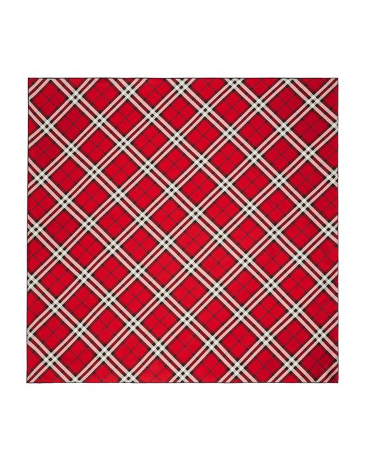 Burberry Red Silk Check Square Scarf