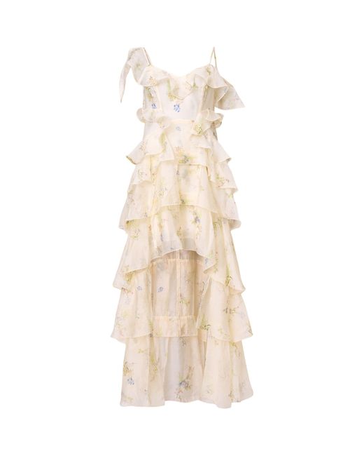 AllSaints Natural Sienna Ruffled Woven Maxi Dress