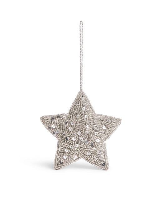 Harrods White Beaded Star Tree Decoration