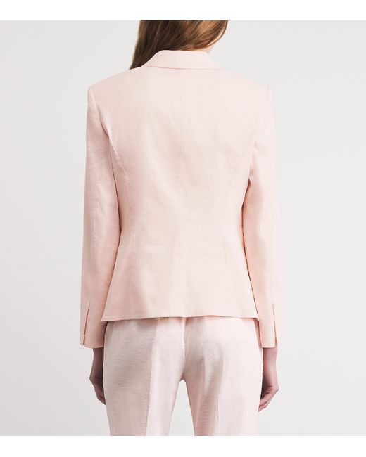 Theory Pink Linen-Blend Single-Breasted Blazer