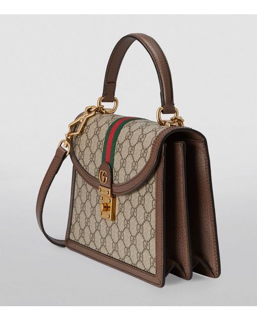 Gucci Brown Small Leather-trim Ophidia Gg Top-handle Bag