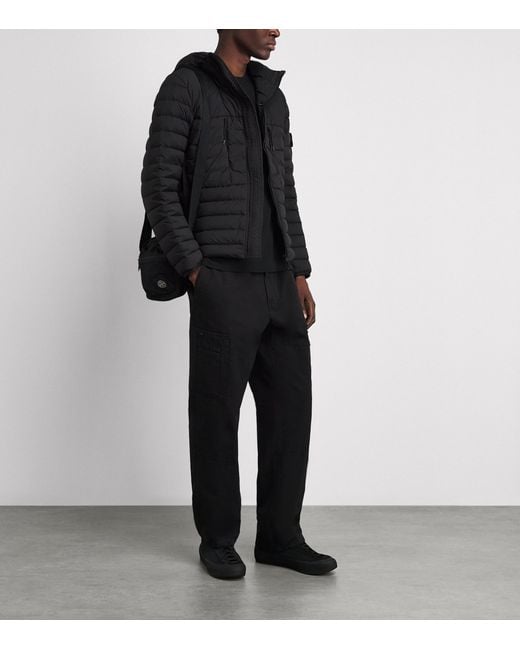 Stone Island Black Down Cordura Puffer Jacket for men